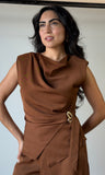 Brown Blouse w/ Gold Detail