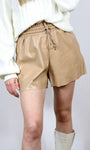 Faux Leather Casual Shorts