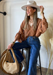 Brown Ruffle Blouse
