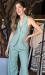 Halter Linen Split Vest