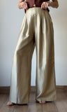 Pleated High-waisted Wide Pants