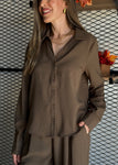 Button Down V-neck Solid Shirt
