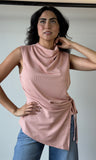 Sleeveless Waist Tie Mock Neck Top