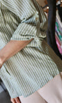 Green Striped Roll Up Button Down Shirt