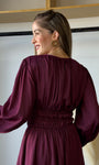 Long Sleeve Elastic Back Waisted Mini Dress