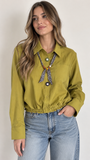 Button Down Elastic Waist Shirt