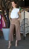 White Button-Down Flutter Sleeve Shirt