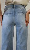 High Rise Double Button Wide Jeans