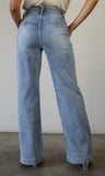 High Rise Double Button Wide Jeans