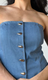 Denim Strapless Blouse