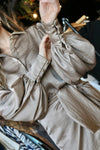 Satin Mocha Button Shirt
