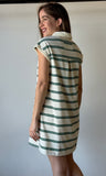 Stripe Collared Mini Shirt Dress