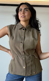 Sleeveless Tie Waist Top