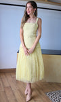 Tweed With Lace Pleat Midi Dress
