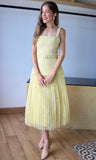 Tweed With Lace Pleat Midi Dress