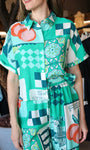 Green Print Button Shirt