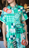 Green Print Button Shirt