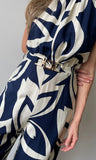 Braid Trim Halter Neck Belted Jumpsuit