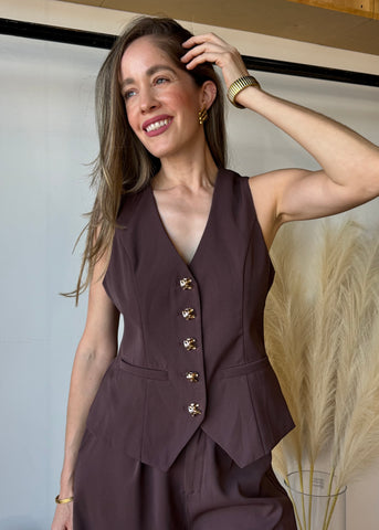 Brown Vest with Gold Buttons