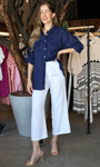 Navy Linen Oversized Shirt