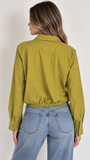 Button Down Elastic Waist Shirt