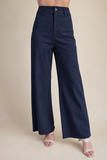 Stretchy Jeans High Rise Front Pocket Wide Leg
