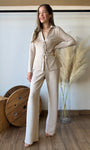 Textured  Wide Leg Pants