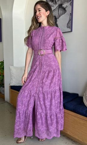 Lavander Belted Maxi Dress