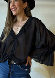 Black Ruffle Blouse