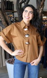 Brown Button Detail Blouse