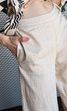 Border Printed Button Down Wide Leg Pants