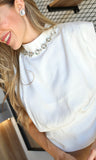 Jewel Neck Muschel Top