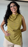 Sleeveless Waist Tie Mock Neck Top