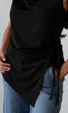 Sleeveless Waist Tie Mock Neck Top