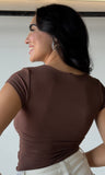 Short Sleeve Square Neckline Knit Top