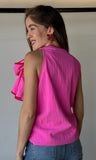 Asymmetric Pleated Shoulder Top