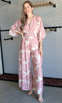 Palm Print 3/4 Sleeve V- Neck Jumpsuit