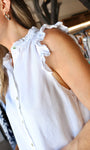 White Button-Down Flutter Sleeve Shirt