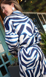 Printed Long Sleeve Tie-Front Top