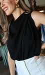 Sleeveless Cowl Neck Gold Ring Blouse