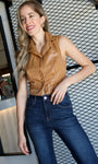 Camel Faux Leather Vest