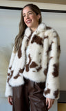 Faux Fur Cow Print Short Jacket