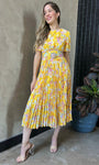 Vestido midi plisado con estampado floral
