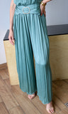 Buckle Satin Pleated Jumpsuit