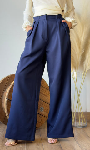 High Waist Pleated Front Wide-leg Pants
