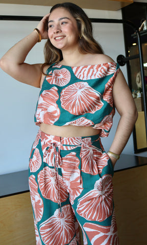 Printed Sleeveless Bubble Hem Top