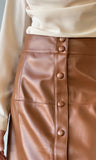 Faux Leather Button Skirt