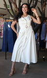 Ivory Belted Button Dress