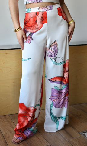 Flower Print Bottom Pants
