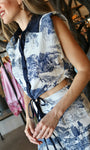 White and Navy Print Top
